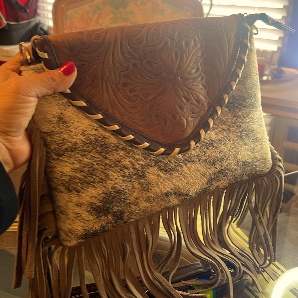 Mexican purse clutch bag real leather natural color